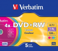 DVD000010VE - DVD+RW Verbatim Slimcase Riscrivibile Colour - 