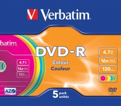 DVD000007VE - DVD-R Verbatim Slimcase Colour - 