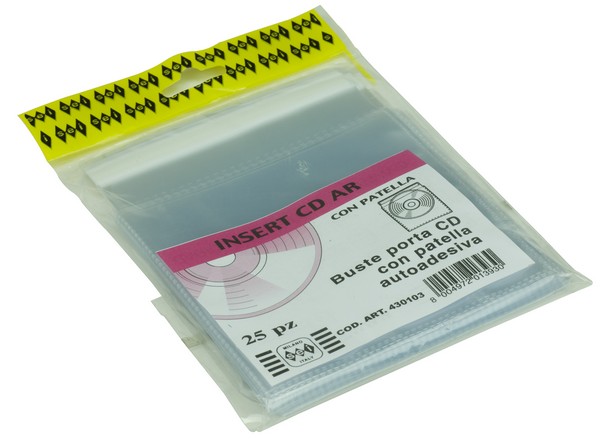 BPL000313CD - Busta plastica porta CD-DVD con patella - 