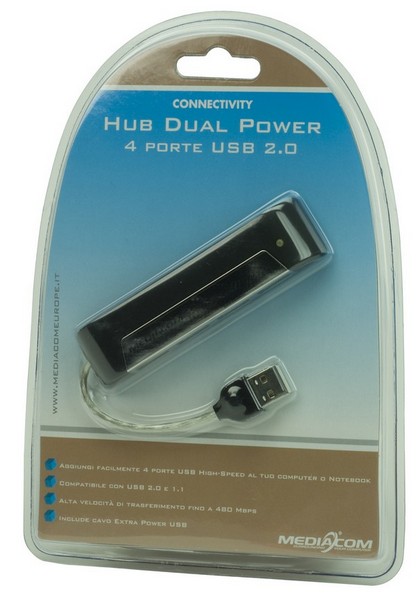 MEM000021ME - Mediacom slim HUB 4 porte USB - 